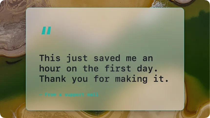 Quote card of a support mail line in the Soft Dune template, rendered by the agent