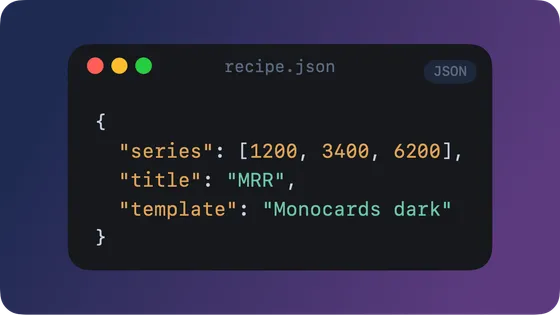 Code card with a syntax-highlighted snippet