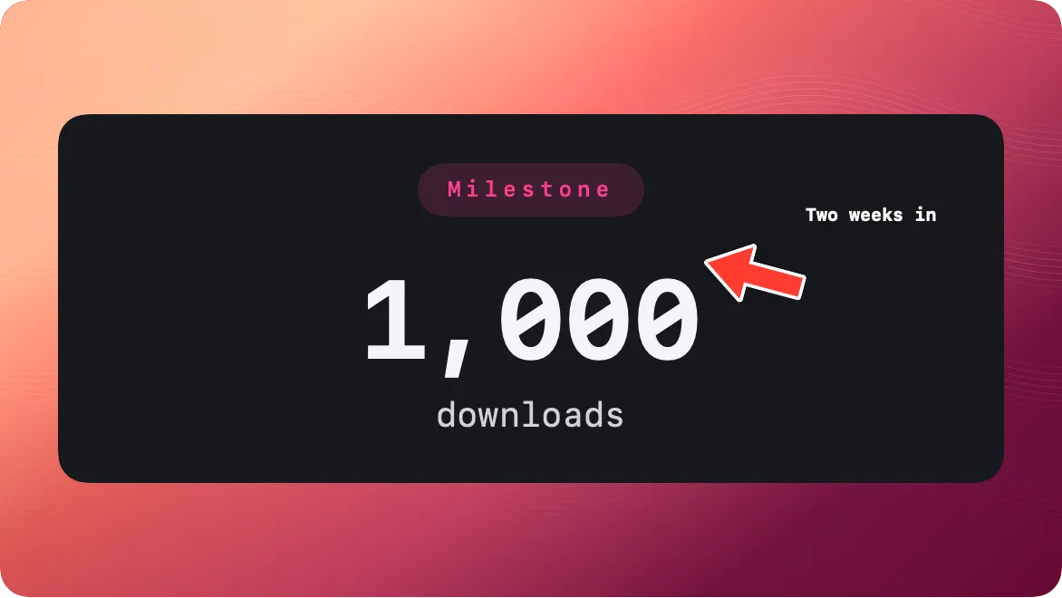 A milestone card with a red arrow and the label Two weeks in pointing at the number.