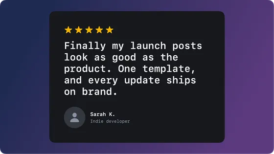 Review card with five stars praising Monocards launch posts