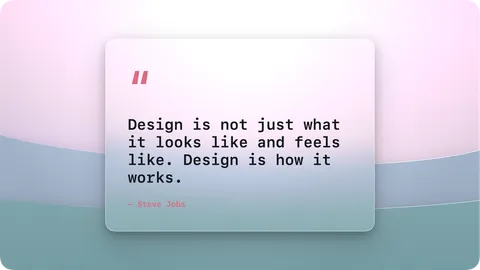Quote card with a Steve Jobs quote about design